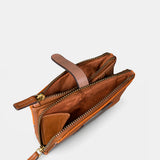 Cartera pequeña de mujer en piel cognac