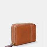 Cartera pequeña de mujer en piel cognac