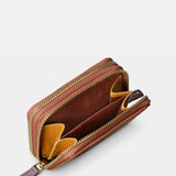 Cartera pequeña de mujer en piel cognac