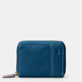 Kleine Damen-Geldbörse aus blauem Leder.