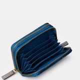 Kleine Damen-Geldbörse aus blauem Leder.