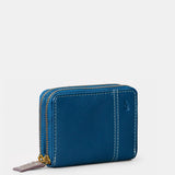 Kleine Damen-Geldbörse aus blauem Leder.