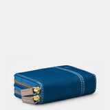 Kleine Damen-Geldbörse aus blauem Leder.
