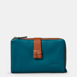 Medium women's wallet in blue leather.