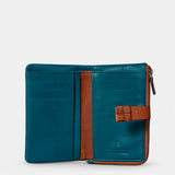 Medium women's wallet in blue leather.