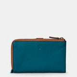 Medium women's wallet in blue leather.