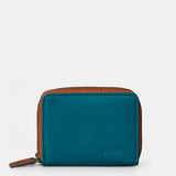 Small women's wallet in blue leather.