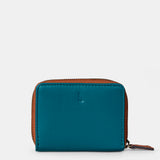 Small women's wallet in blue leather.