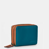 Small women's wallet in blue leather.