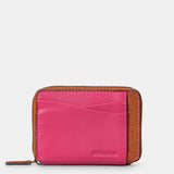 Fuchsia leather women's cardholder.