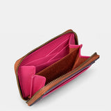 Fuchsia leather women's cardholder.