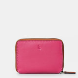 Fuchsia leather women's cardholder.