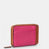 Fuchsia leather women's cardholder.