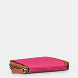 Fuchsia leather women's cardholder.