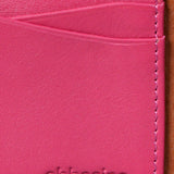 Fuchsia leather women's cardholder.