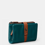 Cartera mediana de mujer en piel azul