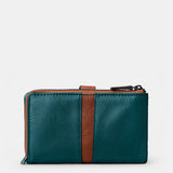 Cartera mediana de mujer en piel azul