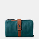 Cartera mediana de mujer en piel azul