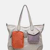 Bolso shopper de mujer en nylon beige