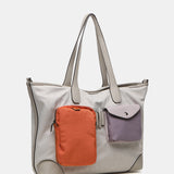Bolso shopper de mujer en nylon beige