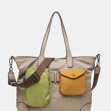 Women's shopper bag in camel nylon