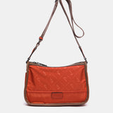 Orange recycled material shoulder bag