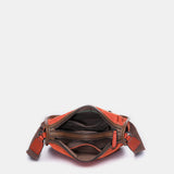 Orange recycled material shoulder bag