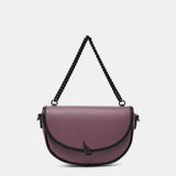 Bandolera media luna en materiales reciclados morada