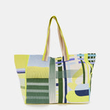 Bolsa de playa con estampado geométrico en verde