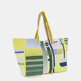 Bolsa de playa con estampado geométrico en verde