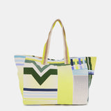 Bolsa de playa con estampado geométrico en verde