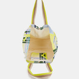 Bolsa de playa con estampado geométrico en verde