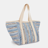 Bolsa de playa con estampado a rayas en azul