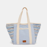 Bolsa de playa con estampado a rayas en azul