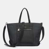 Small shopper bag in black jeans fabric