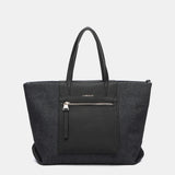 Small shopper bag in black jeans fabric
