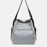 Tasche - Rucksack aus grauem Recyclingmaterial.