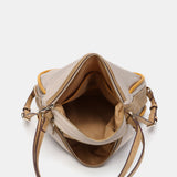 Tasche - Rucksack aus recyceltem beigem Material.