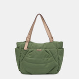Shopper bag in recycled and quilted materials, green