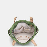Shopper bag in recycled and quilted materials, green