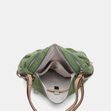 Tasche - Rucksack aus recycelten und gepolsterten Materialien in Grün.