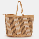Raffia-Tasche mit braunen Streifen