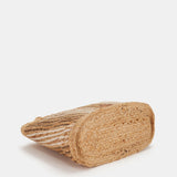 Raffia-Tasche mit braunen Streifen