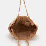 Raffia-Tasche mit braunen Streifen