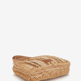 Brown striped raffia shoulder bag