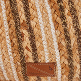 Brown striped raffia shoulder bag