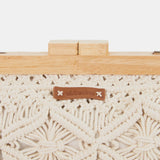 Beige macrame clutch