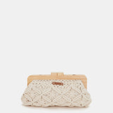 Beige macrame clutch