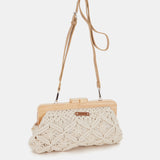 Beige macrame clutch