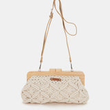 Beige macrame clutch